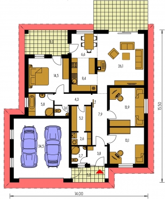 Floor plan of ground floor - BUNGALOW 105